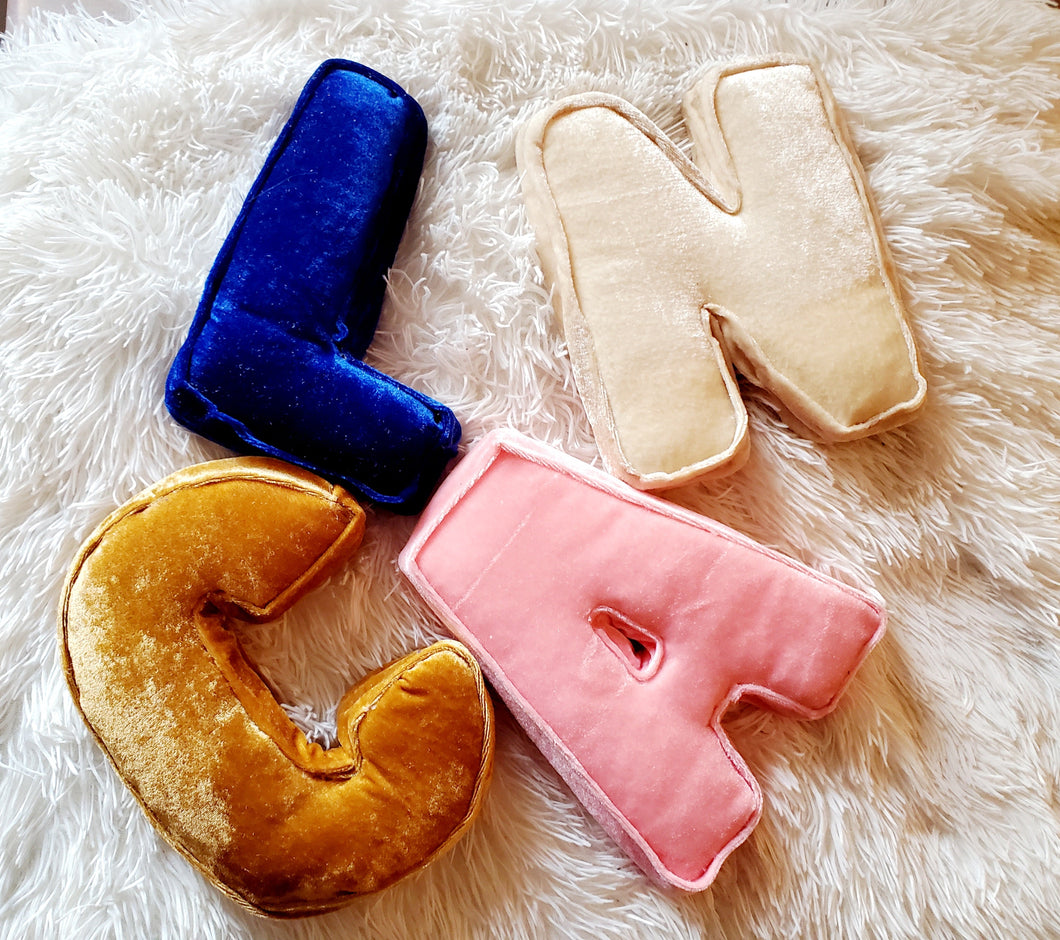 Velvet Letter Pillow (SMALL), Kids Alphabet Letter Decor, Nursery Monogram Pillow, Letter Cushion, Child Gift, Teen Gift, Kids Room Decor