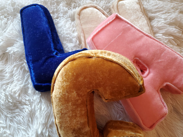 Velvet Letter Pillow, Kids Alphabet Letter Decor, Nursery Monogram Pillow, Letter Cushion, Child Gift, Teen Gift, Kids Room Decor