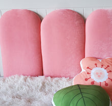 Load image into Gallery viewer, Upholstered Round Headboard Panels, Children&#39;s Pink Headboad,  Hurdle Panels, Arched Kids Headboard