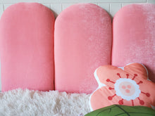 Load image into Gallery viewer, Upholstered Round Headboard Panels, Children&#39;s Pink Headboad,  Hurdle Panels, Arched Kids Headboard