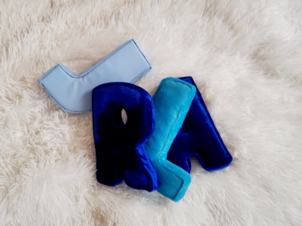 Blue Velvet Letter Pillow (SMALL), Kids Alphabet Letter Decor, Nursery Monogram Pillow, Letter Cushion, Child Gift, Teen Gift, Kids Room Decor