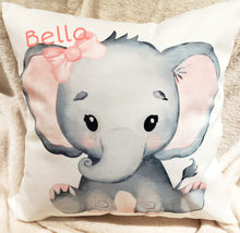 Load image into Gallery viewer, Elephant Pillow Children&#39;s Kids Nursery Room Decor Includes Pillow Cover and Insert 16x16 Your Child&#39;s Name Cushion