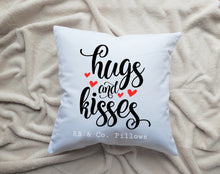 Load image into Gallery viewer, Hugs and Kisses Love Inspirational Quote Words Pillow Cushion 18x18 Includes Cover and Insert