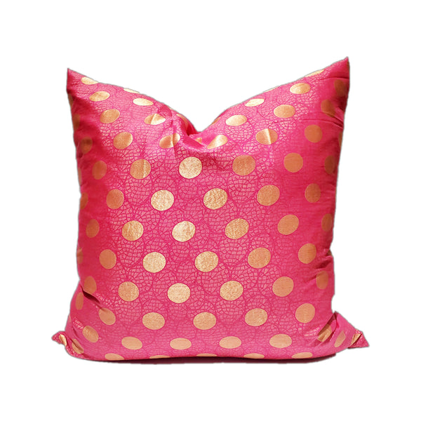 RB & Co. Rose and Gold Polka Dots Decorative Throw Pillows Cushion 2-Pack Inserts Included 18x18 Rose and Gold Covers 18x18