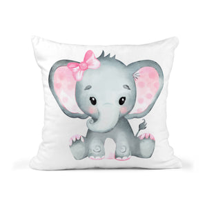 Elephant Pillow Children's Kids Nursery Room Décor Includes Pillow Cover and Insert 16x16 Your Child's Name Cushion