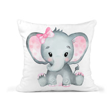 Load image into Gallery viewer, Elephant Pillow Children&#39;s Kids Nursery Room Decor Includes Pillow Cover and Insert 16x16 Your Child&#39;s Name Cushion