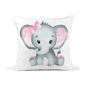 Elephant Pillow Children's Kids Nursery Room Decor Includes Pillow Cover and Insert 16x16 Your Child's Name Cushion