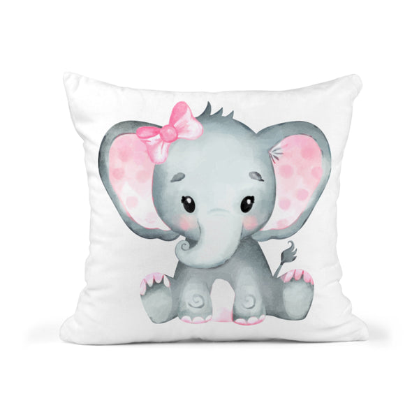 Elephant Pillow Children's Kids Nursery Room Decor Includes Pillow Cover and Insert 16x16 Your Child's Name Cushion