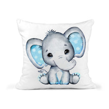 Load image into Gallery viewer, Elephant Pillow Children&#39;s Kids Nursery Room Décor Includes Pillow Cover and Insert 16x16 Your Child&#39;s Name Cushion