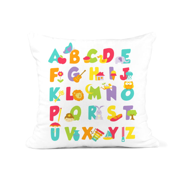 Kids Alphabet Nursery Pillow Cushion Room Decor Includes Pillow Cover and Insert 16x16