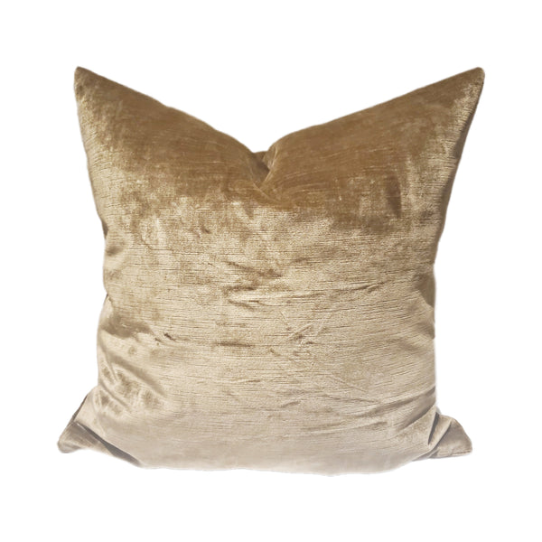 Honey Tan Velvet 18x18 Decorative Throw Pillow Cover