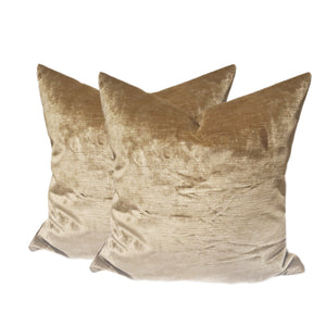 Honey Tan Velvet 18x18 Decorative Throw Pillow Cover