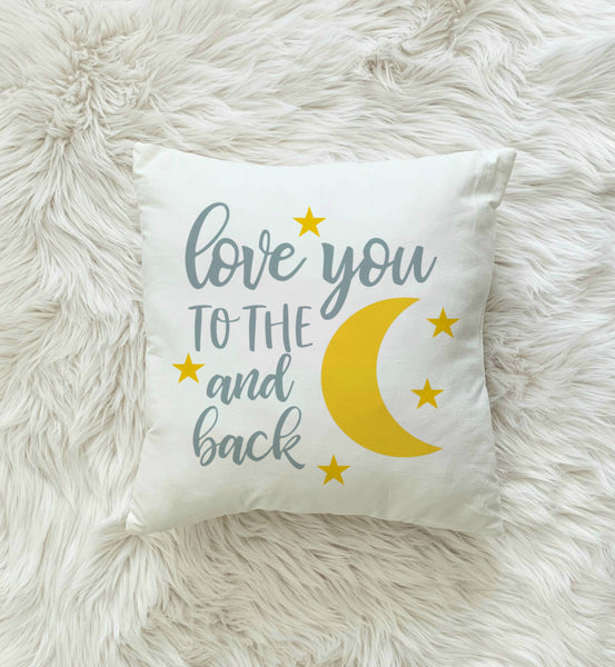 I Love You To The Moon Pillow Cushion Kids Room Nursery Decor 16x16 Cover + Insert