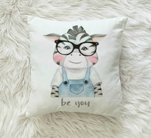 Load image into Gallery viewer, RB &amp; Co. Zebra Glasses Nursery Kids Pillow Cushion Room Decor Includes Pillow Cover and Insert 16x16