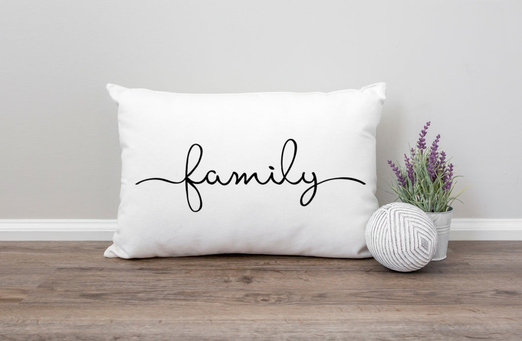 Family, Love Rectangular Lumbar 12x18 Quote Decorative Pillow | Farmhouse| Pillow + Insert