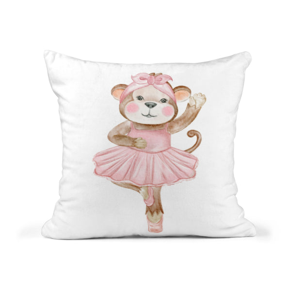 Monkey Pillow Chidren's Kids Nursery Room Decor Includes Pillow Cover and Insert 16x16 Your Child's Name Cushion