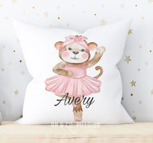 Load image into Gallery viewer, Monkey Pillow Chidren&#39;s Kids Nursery Room Decor Includes Pillow Cover and Insert 16x16 Your Child&#39;s Name Cushion