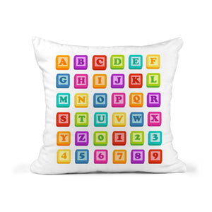 RB & Co. Kids Alphabet Blocks Nursery Pillow Cushion Room Decor Includes Pillow Cover and Insert 16x16