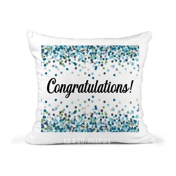 RB & Co. Congratulations Confetti Throw Pillow Gift | 16x16 Pillow Cushion Gift