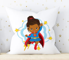 Load image into Gallery viewer, RB &amp; Co. Cute Super Hero Girl 16x16 Accent Pillow Cushion Kids Room Decorative Decor