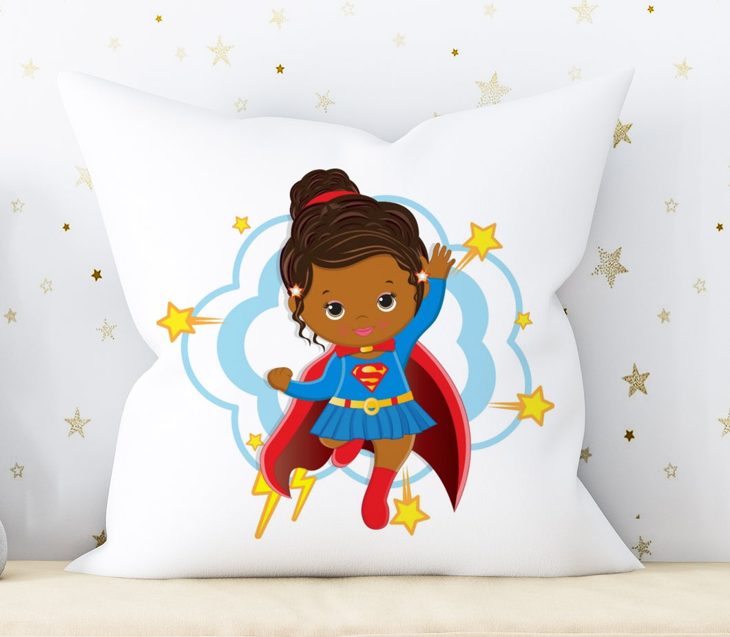 RB & Co. Cute Super Hero Girl 16x16 Accent Pillow Cushion Kids Room Decorative Decor