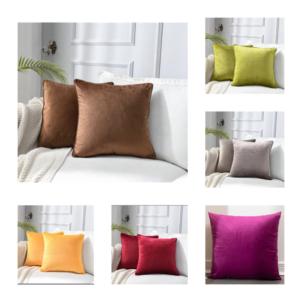 Pair of Solid Velvet Cushion Cover Decorative Pillow | 18x18| RB & Co.