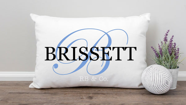 Personalized Surname Last Name  Custom Pillow Monogram Pillow Cushion Your Own Name Pillow Cushion | INCLUDES 12x18 INSERT + COVER