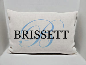 Personalized Surname Last Name  Custom Pillow Monogram Pillow Cushion Your Own Name Pillow Cushion | INCLUDES 12x18 INSERT + COVER