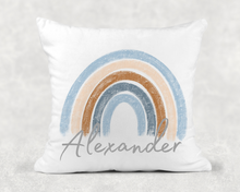 Load image into Gallery viewer, Personalized Rainbow Name Pillow, Nursery Decor, Kids Room Decor, Rainbow Decor, Pillow Cover + Insert 16x16