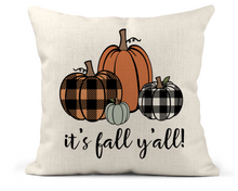 Load image into Gallery viewer, It&#39;s Fall Y&#39;all Decorative Throw Pillow Cushion 18x18 Linen Cover + Insert
