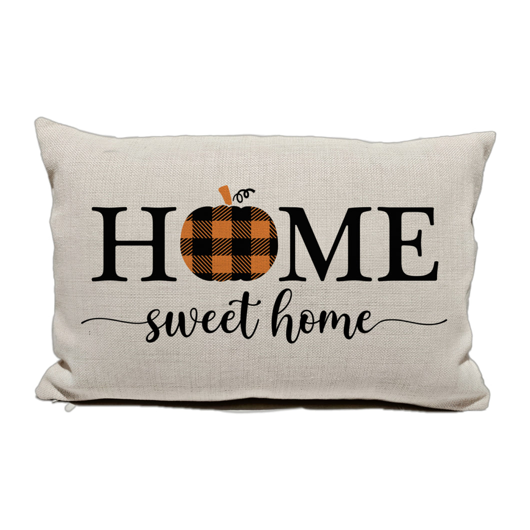 Home Sweet Home Fall Autumn Decorative Throw Pillow Cushion 12x18 Linen Cover + Insert