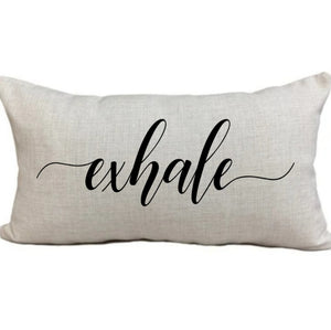Inhale Exhale Inspirational  Pillow Cover Set of Two, Quote Throw Cushion Covers, 12x 18