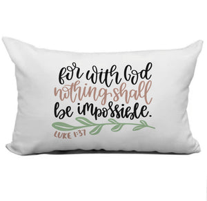Nothing Shall Be Impossible Inspirational Pillow, Scripture Quote Pillow, Christian Throw Pillow, Cushions with Words