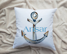 Load image into Gallery viewer, Anchor Personalized Name Pillow, Custom Throw Pillow Gift, Ocean Theme Decor, Coastal Decor