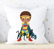 Load image into Gallery viewer, Personalized Superhero Kids Accent Pillow, Kids Custom Room Decor,  Personalized Gifts