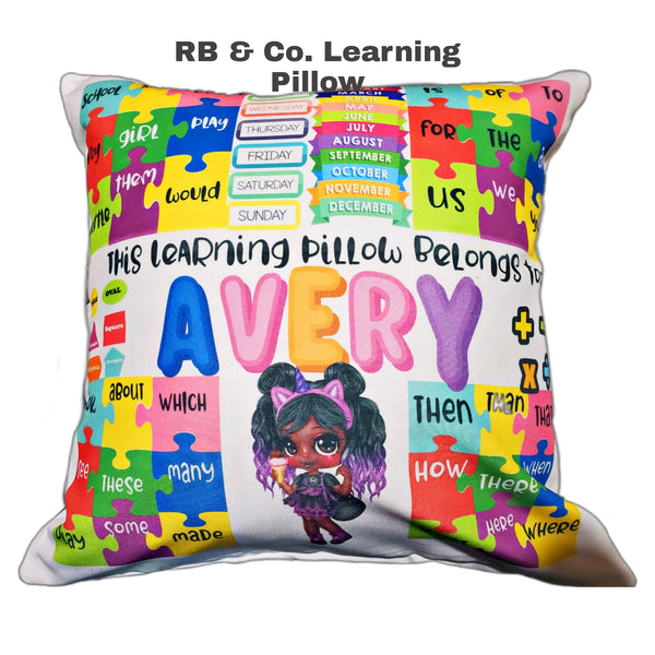 RB & Co Learning Pillow Kindergarten Grade 1 Sight Words