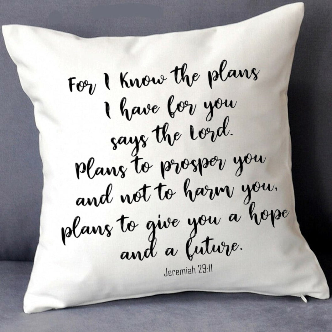 For I Know The Plans Scripture Pillow Inspirational Christian