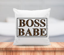 Load image into Gallery viewer, Boss Babe Leopard Quote Inspirational Motivational Pillow Cushion 18x18 INCLUDES Cover and Insert