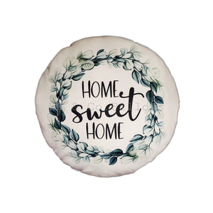 Home Sweet Home Round Wreath Inspirational Motivational Farmhouse Rustic Quote Pillow Cushion 20"