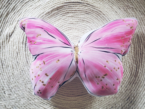 Pink Gold Butterfly Pillows, Kids Room Decor, Teen Room Decor, Butterfly Gift, Wall Decor