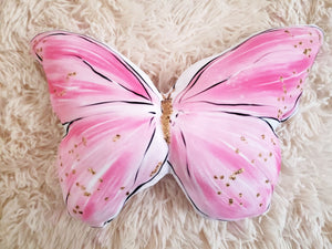 Pink Gold Butterfly Pillows, Kids Room Decor, Teen Room Decor, Butterfly Gift, Wall Decor