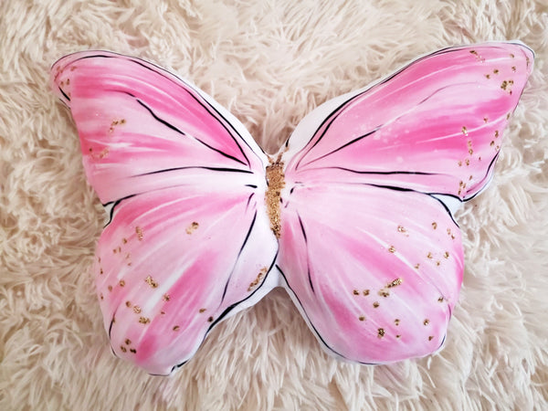 Pink Gold Butterfly Pillows, Kids Room Decor, Teen Room Decor, Butterfly Gift, Wall Decor