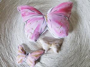 Pink Gold Butterfly Pillow, Set of 3, Kids Room Decor, Teen Room Decor, Butterfly Gift, Wall Decor