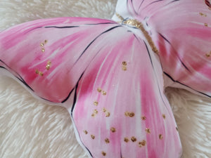 Pink Gold Butterfly Pillow, Set of 3, Kids Room Decor, Teen Room Decor, Butterfly Gift, Wall Decor