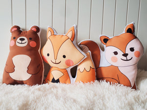 Fox Woodland Animal Plush Toy, Decorative Pillows, Kids Room Decor, Woodland Nursery Decor,  Bear Woodland Animal Pillows