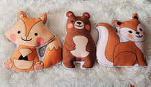 Load image into Gallery viewer, Fox Woodland Animal Plush Toy, Decorative Pillows, Kids Room Decor, Woodland Nursery Decor,  Bear Woodland Animal Pillows