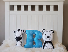 Load image into Gallery viewer, Monochrome Animal Pillow,  Black White Nursery Decor, Gender Neutral Baby Gift