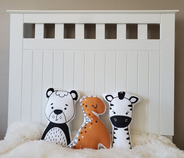 Monochrome Animal Pillow,  Black White Nursery Decor, Gender Neutral Baby Gift