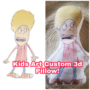 Kids Artwork Custom 3D Pillow, 3D Custom Cushion, Personalized Cushion, Unique Gift