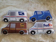 Load image into Gallery viewer, Mail Delivery Truck Pillow, Mailman Truck Pillow, Kids Room Decor, Boys Decor